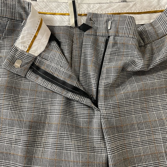 TOPSHOP Black White Gold Plaid Womens Pants 30 Inch Waist - Picture 10 of 11